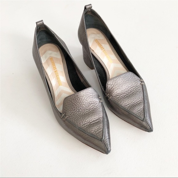 Nicholas Kirkwood Shoes - Nicholas Kirkwood Pewter Leather Beya Loafer Heel